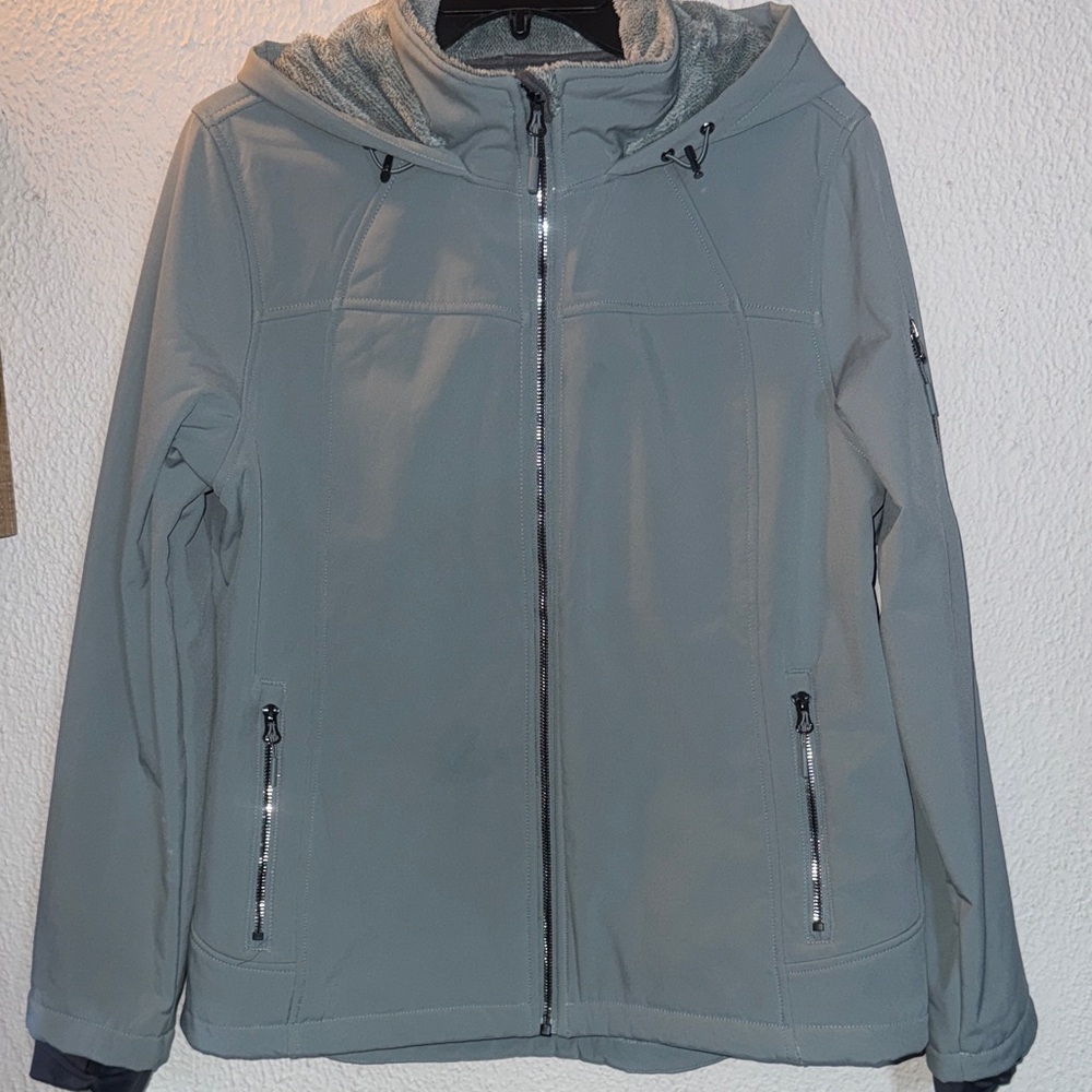 Free Country Super Softshell hooded Jacket size L/Xl slate grey